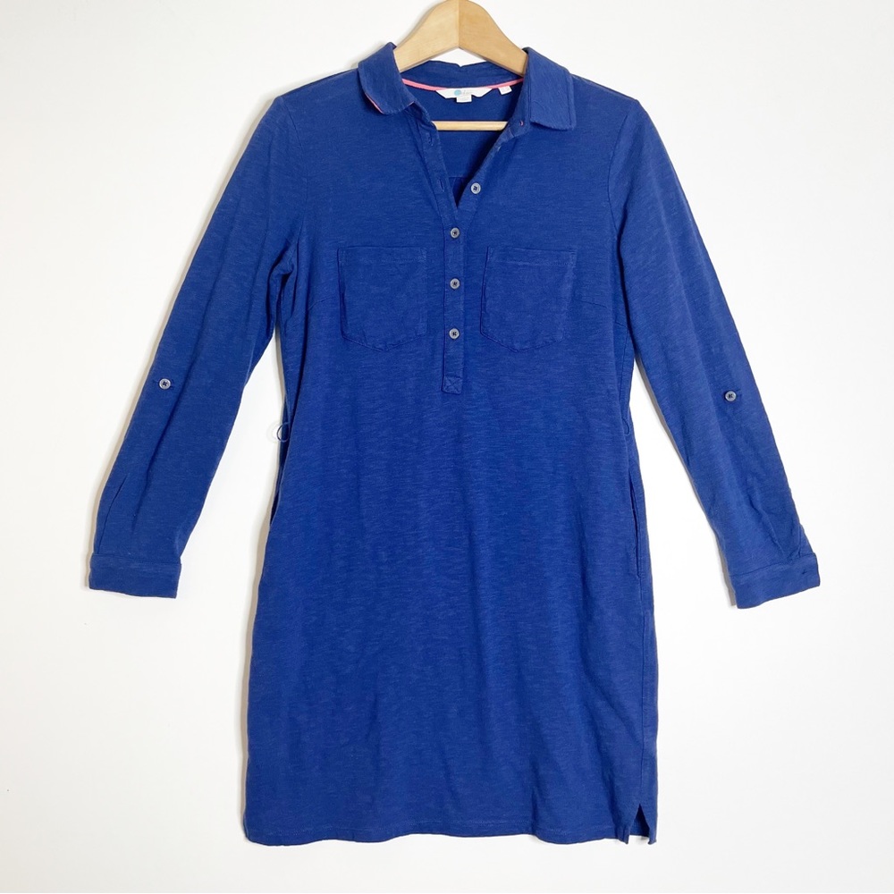 Boden collared blue long sleeve tee shirt dress